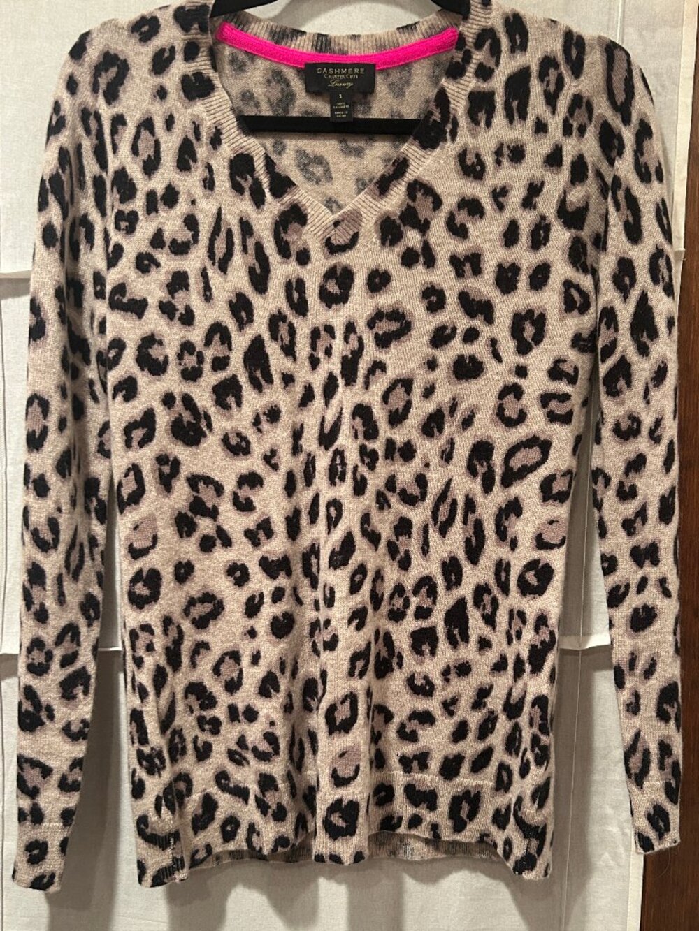 Charter Club Luxury 100% Cashmere Leopard Print Sweater Size S